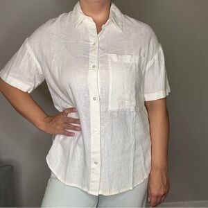 Abercrombie & Fitch Oversized Short-Sleeve Linen-Blend Shirt